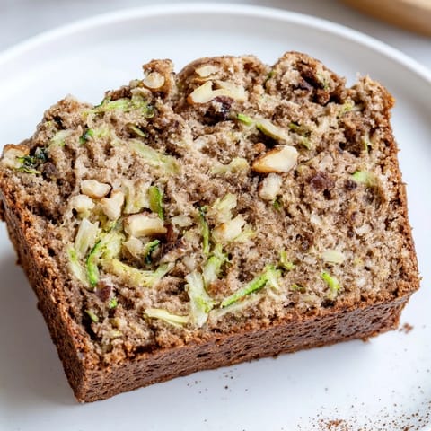 Golden-brown zucchini bread loaf, baked perfectly, ready to be sliced and enjoyed for a treat.
