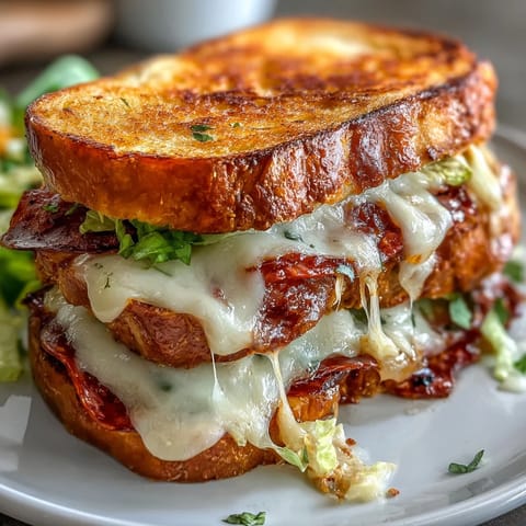 Savory Italian Sub Grilled Cheese, perfectly grilled with gooey cheese.