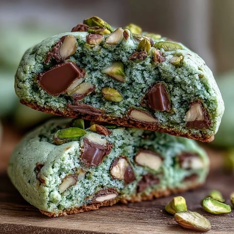 A tray of soft St. Patrick's Day pistachio pudding cookies with vibrant green color and white chocolate chips.