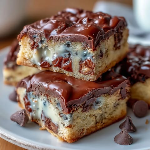 Celebrate graduation with these chewy cookie bars, studded with chocolate chips and topped with a white chocolate drizzle.
