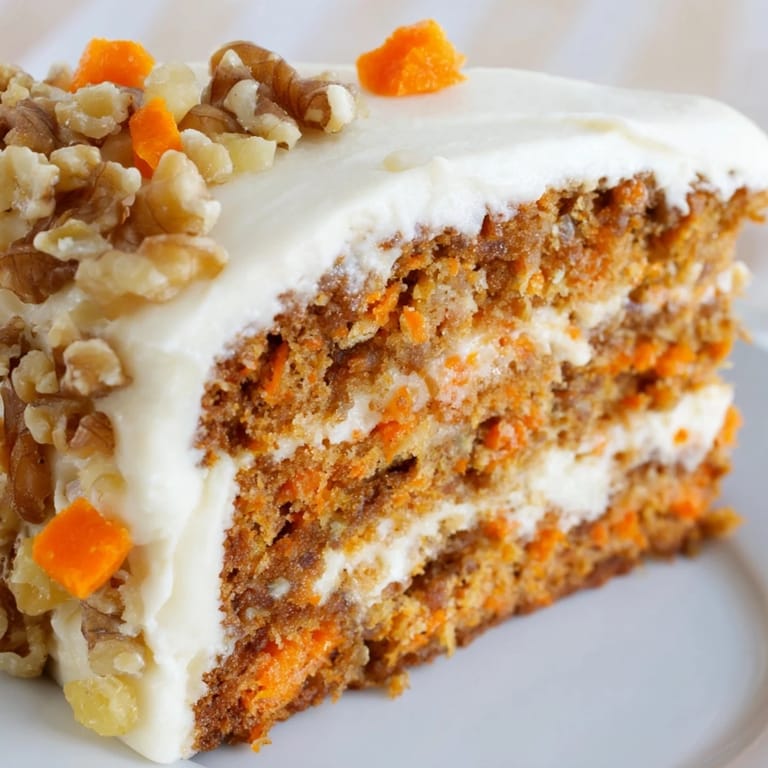 Delicious carrot cake with cream cheese frosting, a classic American dessert for sharing.
