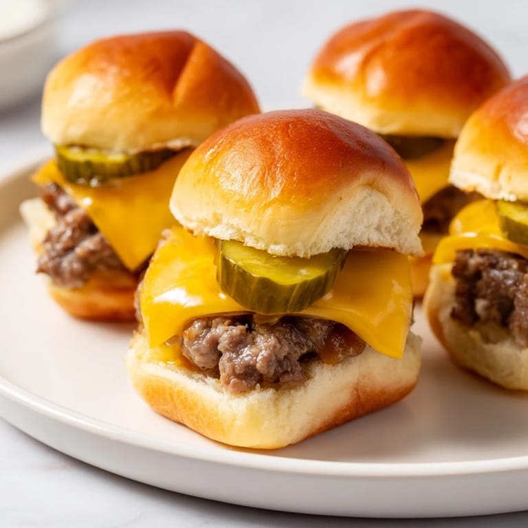 Delicious mini hamburgers with sauce dripping down, ready to serve as the perfect party food.