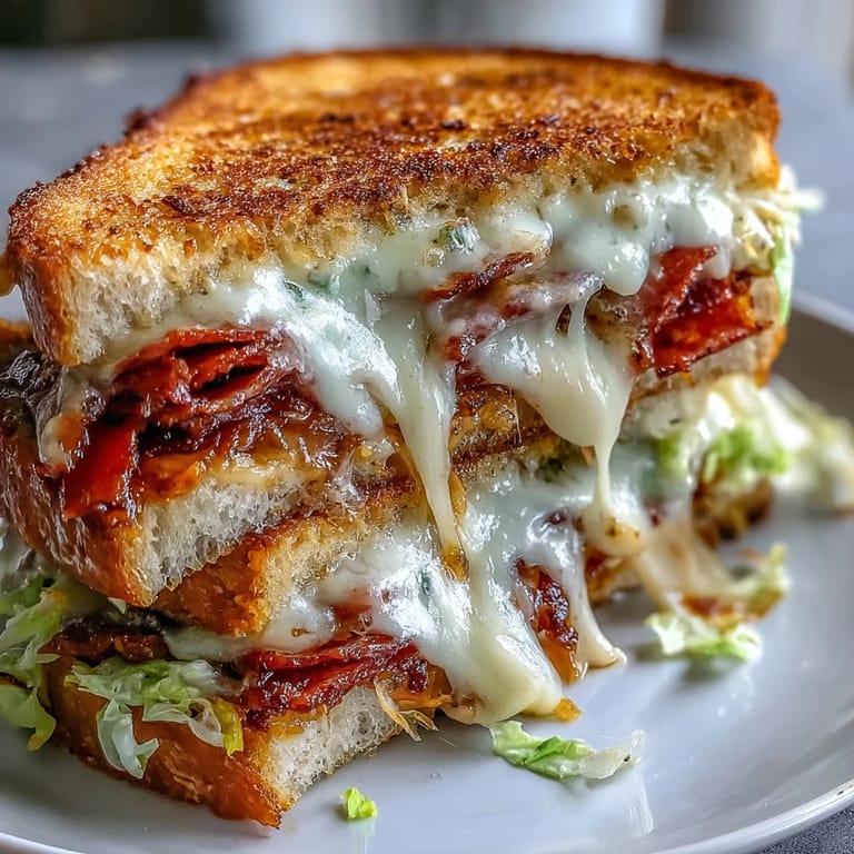 Delicious Italian Sub Grilled Cheese ready to be enjoyed with family.