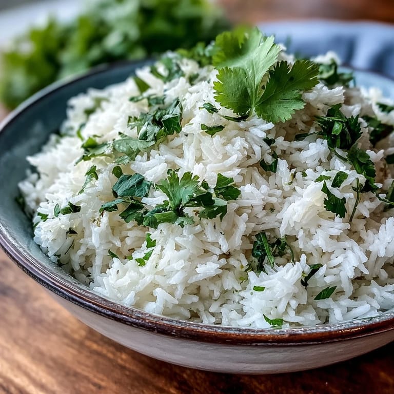 Warm Cilantro Lime Rice served alongside grilled chicken and roasted vegetables on a white ceramic platter.