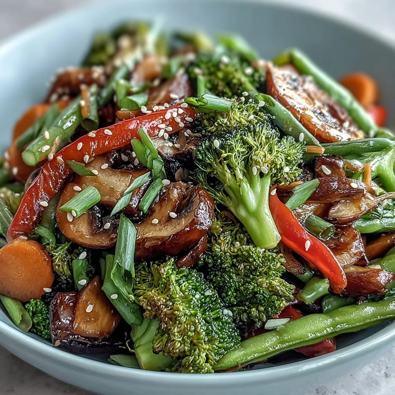 A close-up of vibrant Ginger Stir-Fried Vegetables, featuring snap peas and red bell peppers in an aromatic, hot wok.