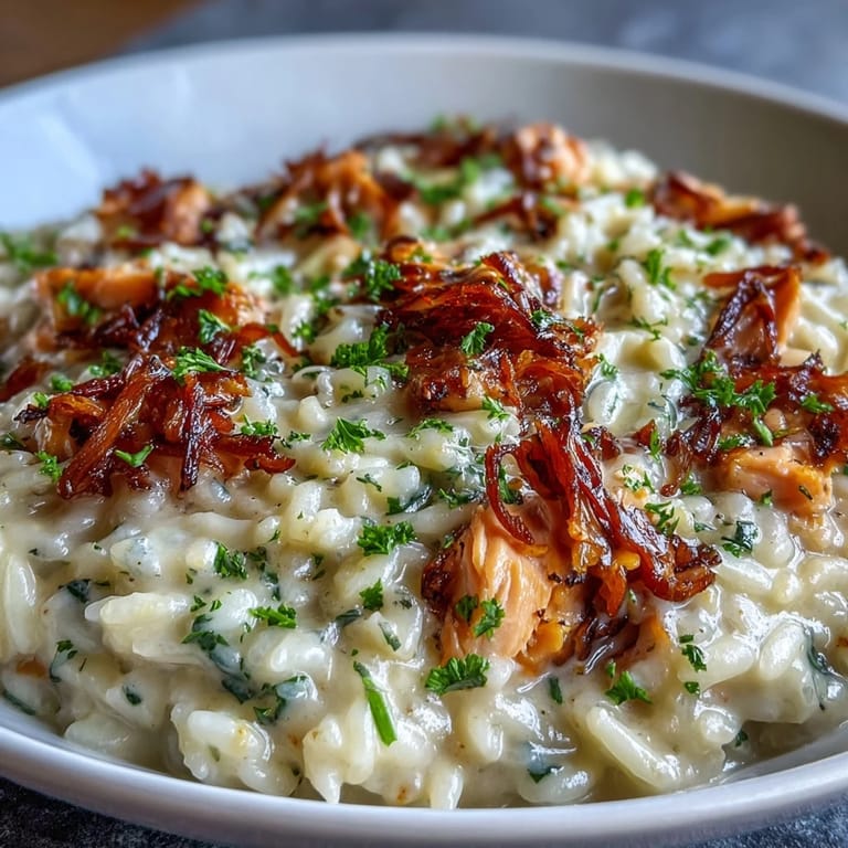 Freshly prepared Smoked Haddock Risotto featuring a creamy texture and savory smoked haddock, served warm for dinner.