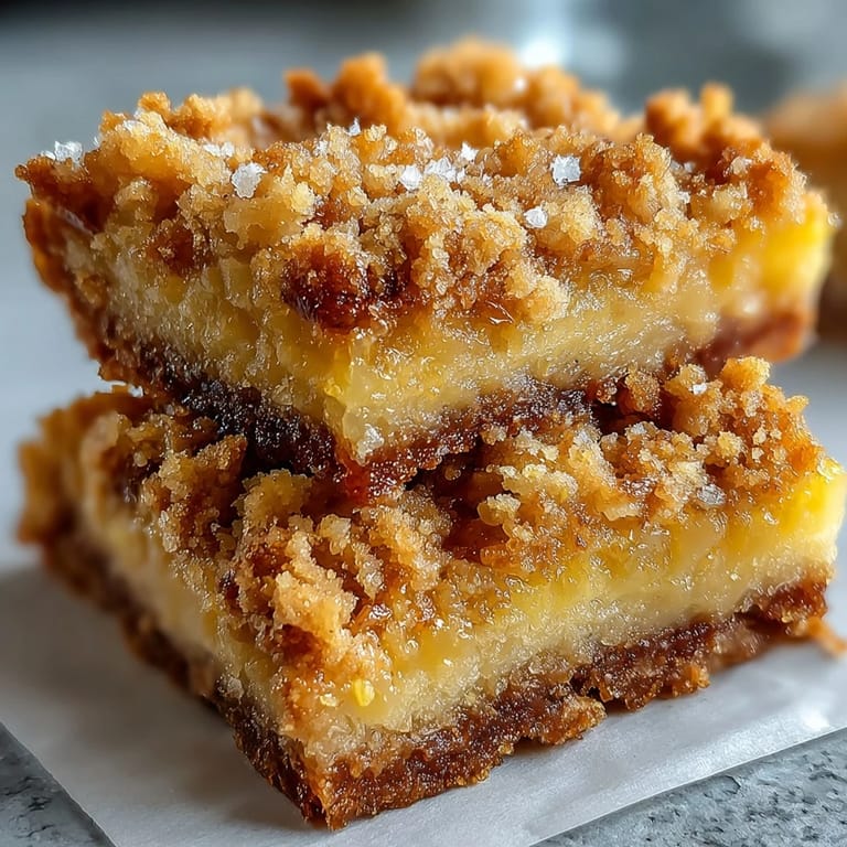Homemade Lemon Crumb Bars rest on a rustic wooden plate next to a zesty lemon wedge and a steaming cup of tea.