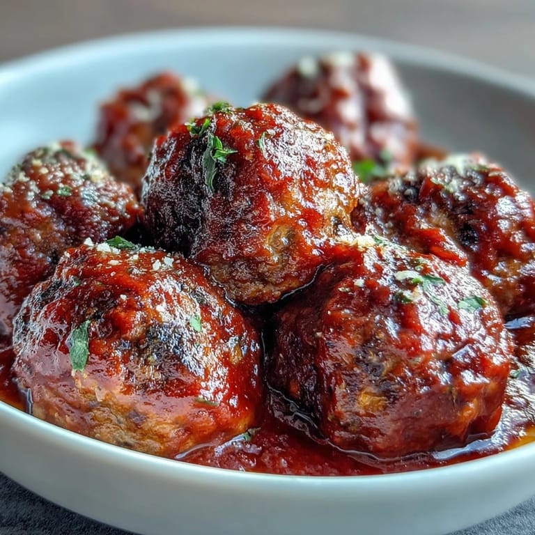 3. Housewarming Meatballs in Marinara Sauce: Flavorful homemade meatballs cooked in a slow cooker with zesty marinara, garnished with Parmesan and fresh parsley.