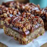 Freshly baked Decadent Sweet and Chewy Turtle Bars with gooey caramel and melted chocolate on a cooling rack.